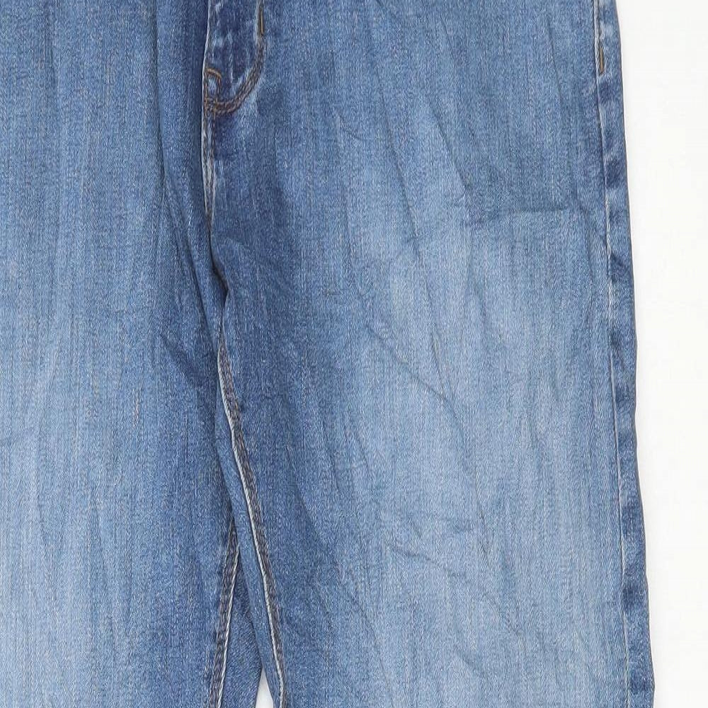 Marks and Spencer Mens Blue Cotton Straight Jeans Size 32 in L31 in Regular Button