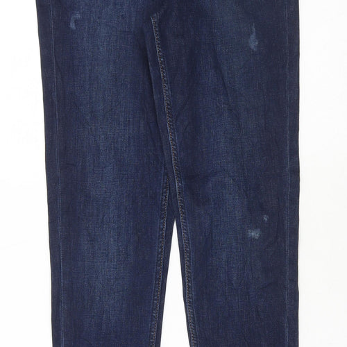 Marks and Spencer Womens Blue Cotton Skinny Jeans Size 10 L31 in Regular Button