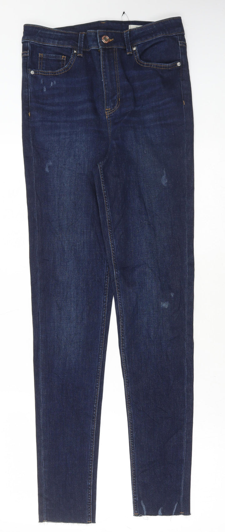 Marks and Spencer Womens Blue Cotton Skinny Jeans Size 10 L31 in Regular Button