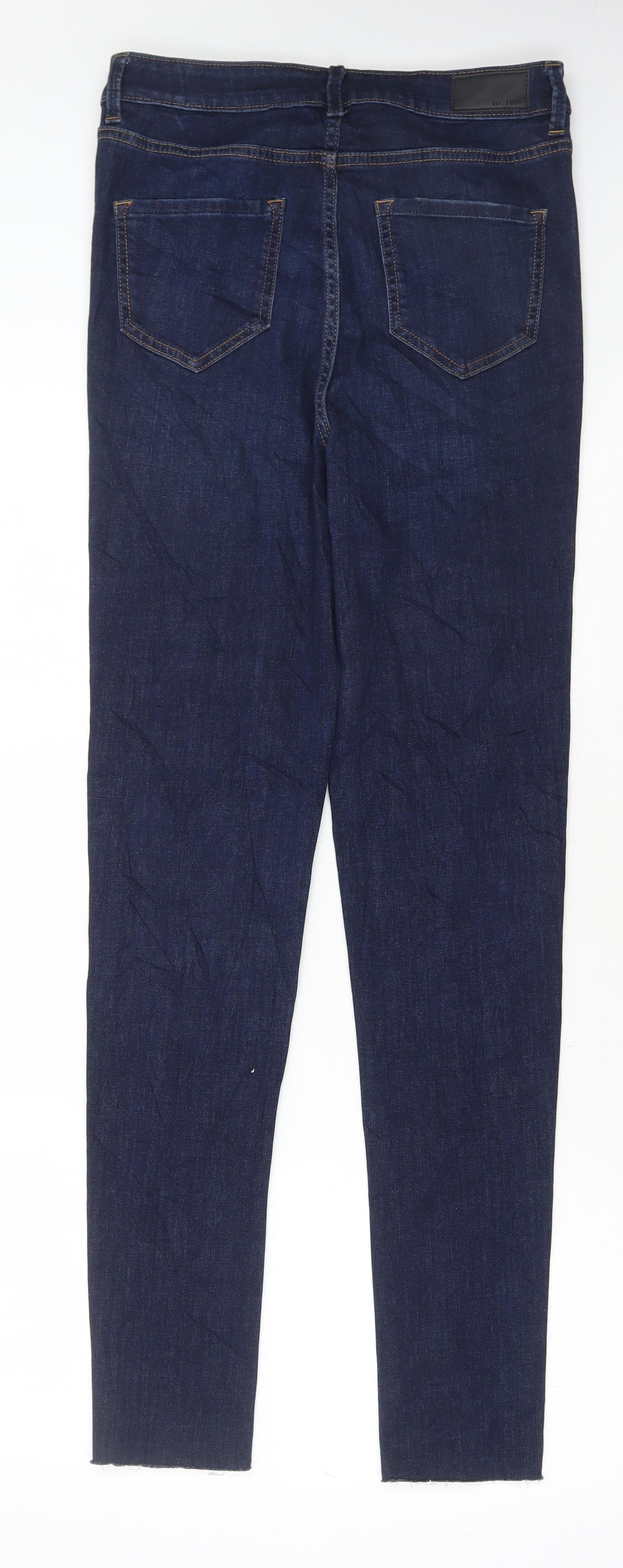Marks and Spencer Womens Blue Cotton Skinny Jeans Size 10 L31 in Regular Button