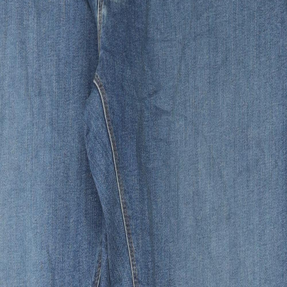 Marks and Spencer Mens Blue Cotton Straight Jeans Size 40 in L31 in Regular Button
