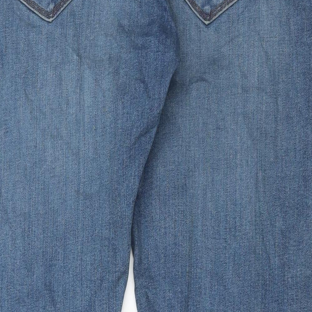 Marks and Spencer Mens Blue Cotton Straight Jeans Size 40 in L31 in Regular Button