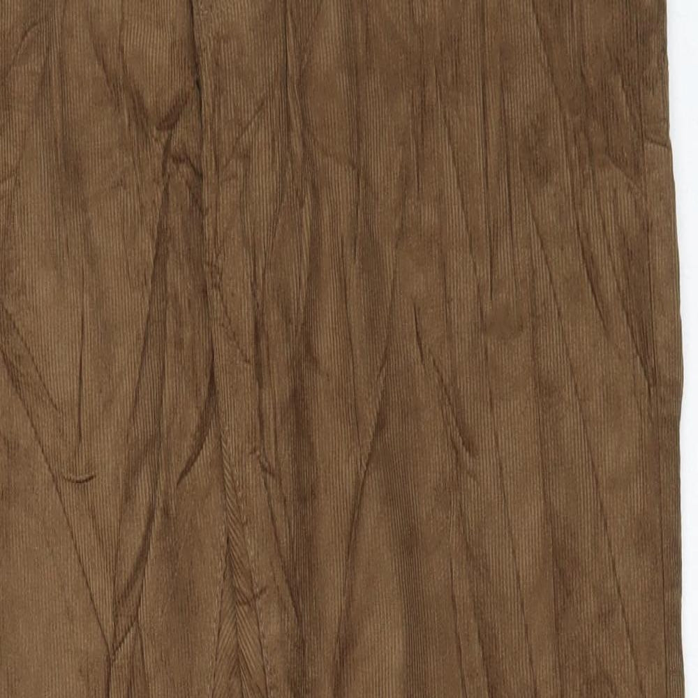 Marks and Spencer Mens Brown Cotton Trousers Size 36 in L33 in Regular Button