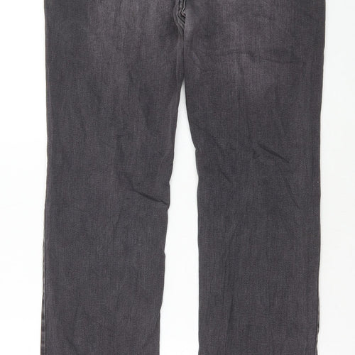 Marks and Spencer Womens Grey Cotton Straight Jeans Size 16 L33 in Regular Button