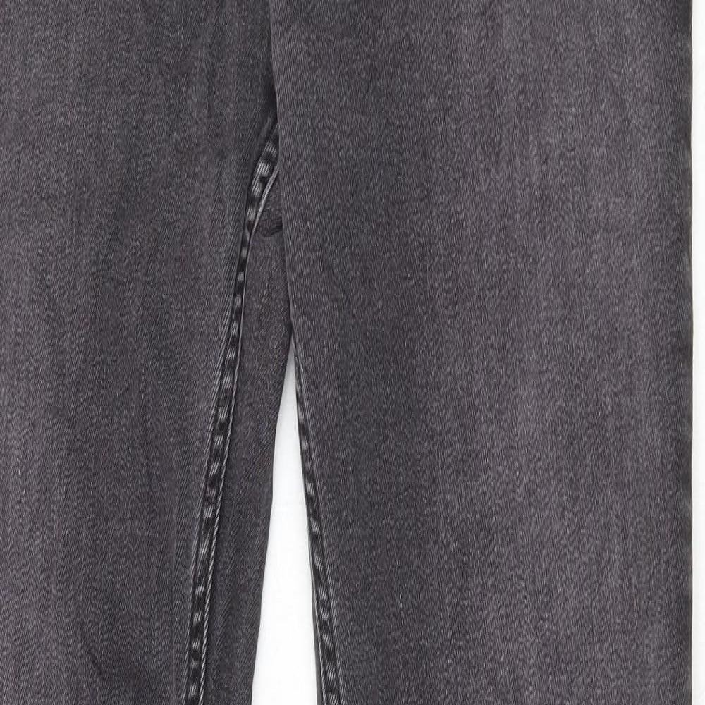 Marks and Spencer Womens Grey Cotton Straight Jeans Size 16 L33 in Regular Button