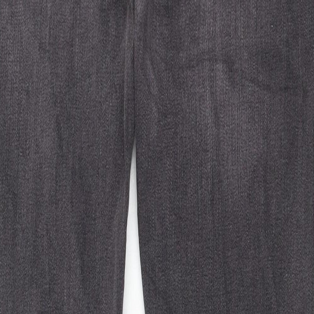 Marks and Spencer Womens Grey Cotton Straight Jeans Size 16 L33 in Regular Button