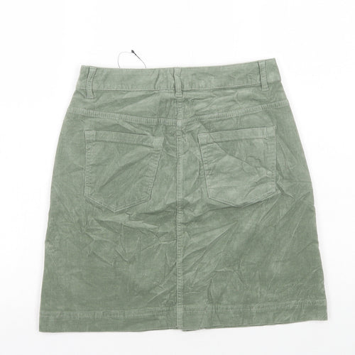 Marks and Spencer Womens Green Cotton Mini Skirt Size 6 Button