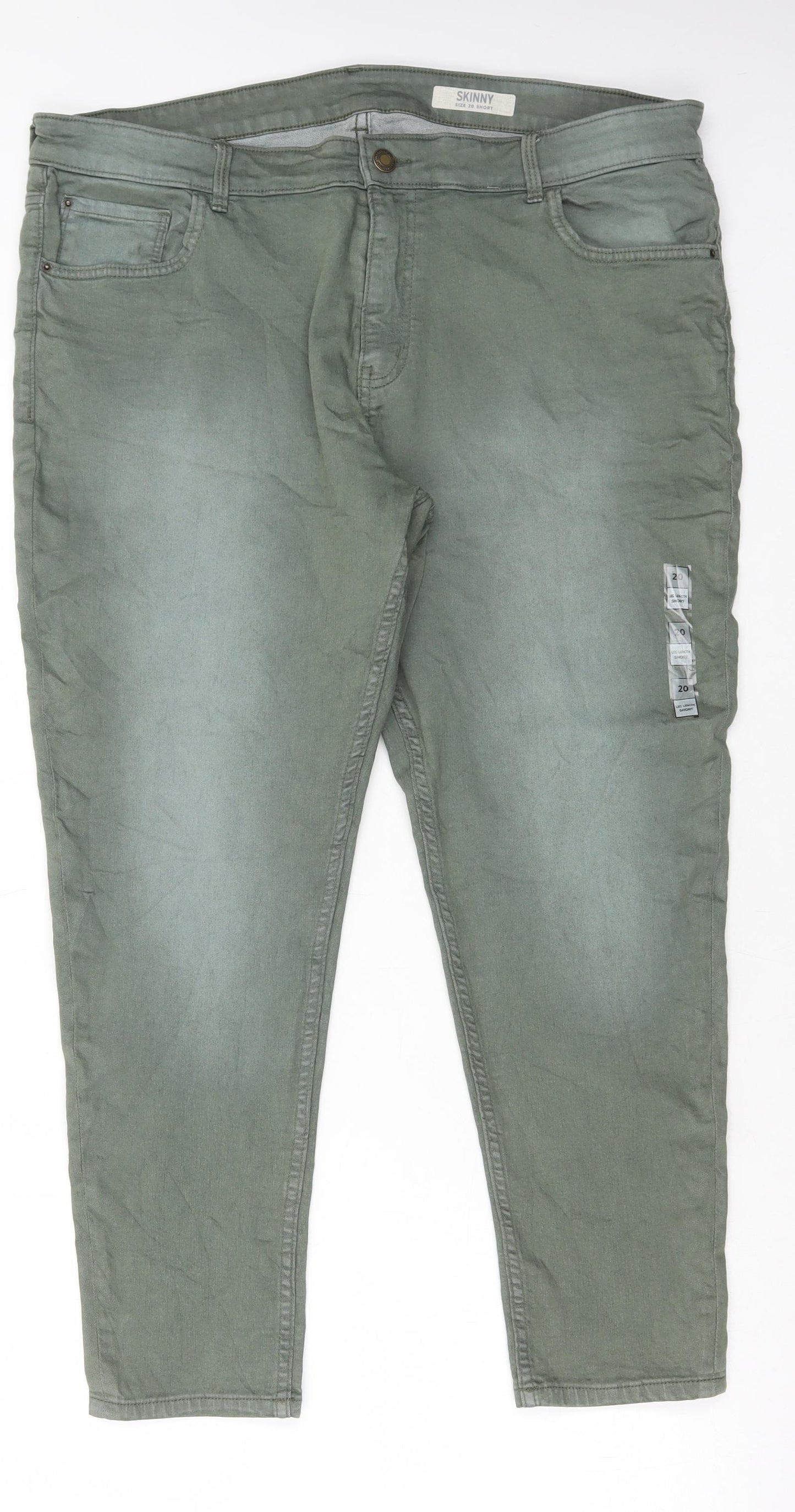 Marks and Spencer Womens Green Cotton Skinny Jeans Size 20 L26 in Regular Button