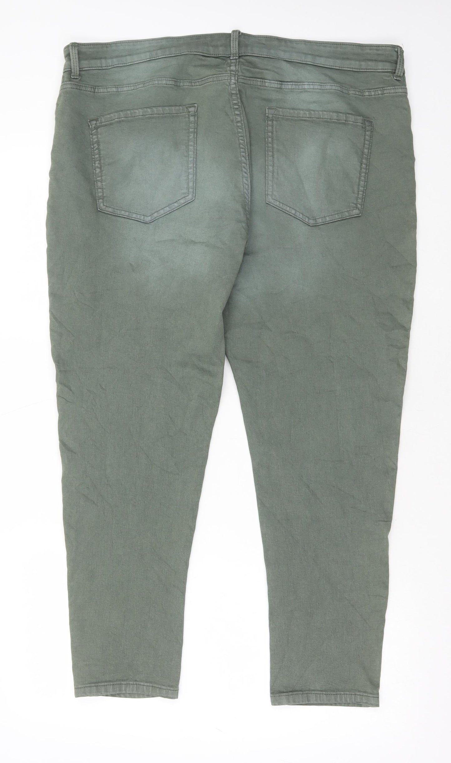 Marks and Spencer Womens Green Cotton Skinny Jeans Size 20 L26 in Regular Button