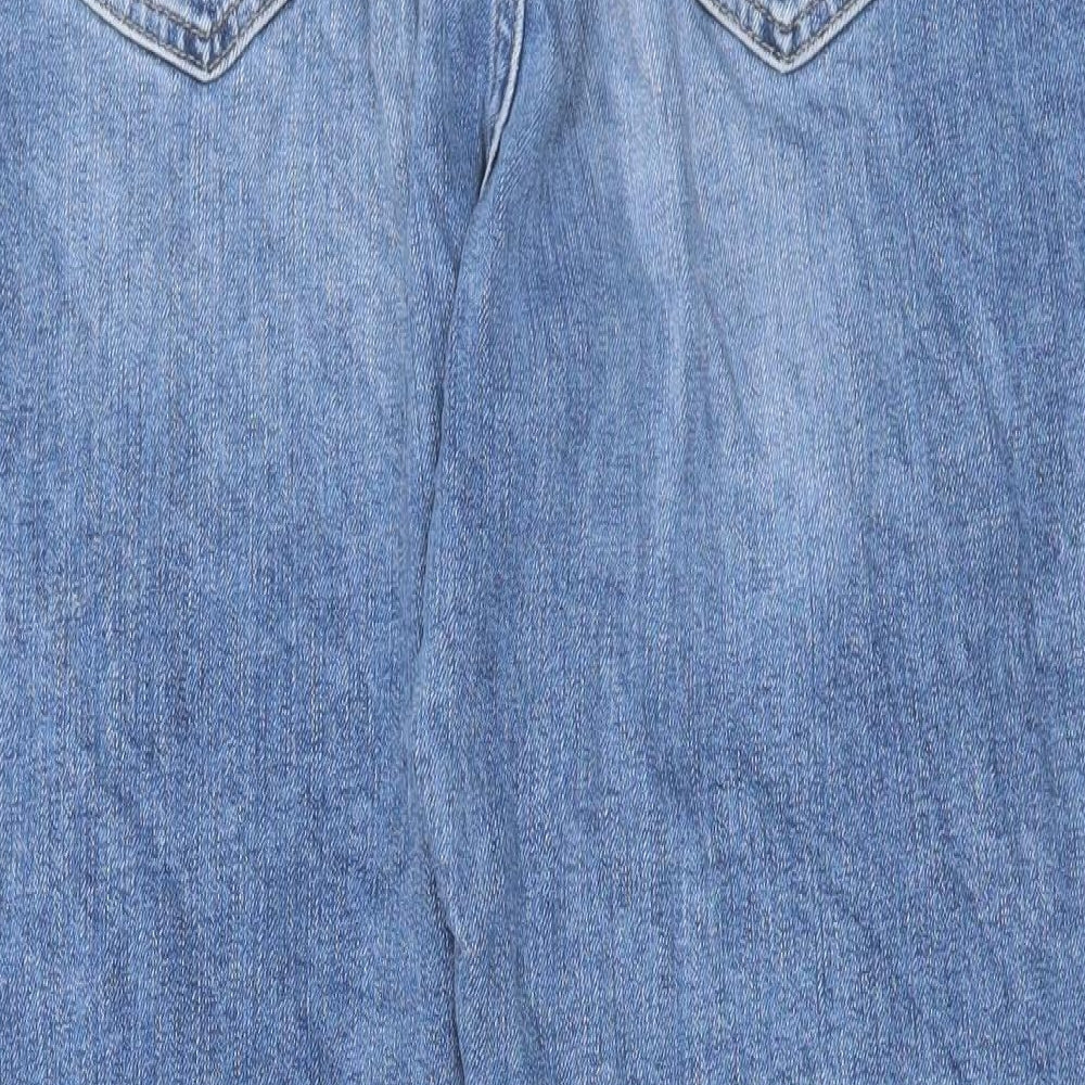 Marks and Spencer Womens Blue Cotton Boyfriend Jeans Size 14 L26 in Regular Button