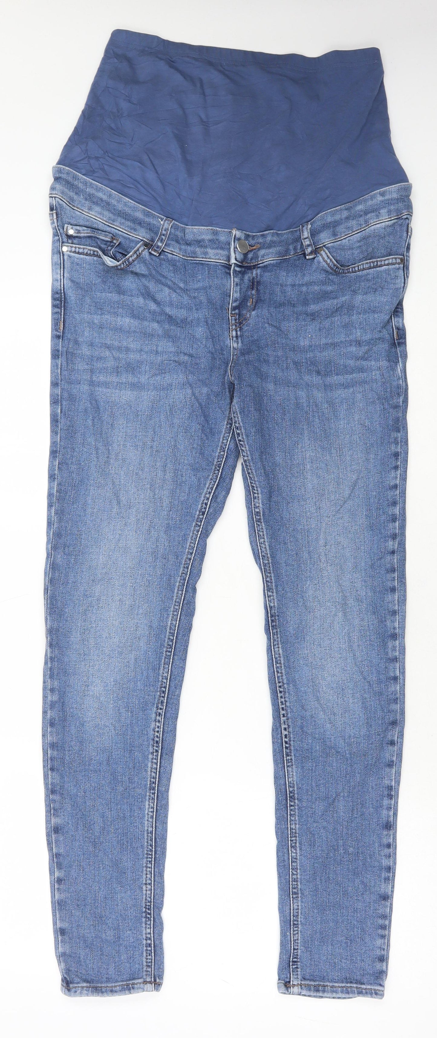 Marks and Spencer Womens Blue Cotton Skinny Jeans Size 14 L31 in Regular Button