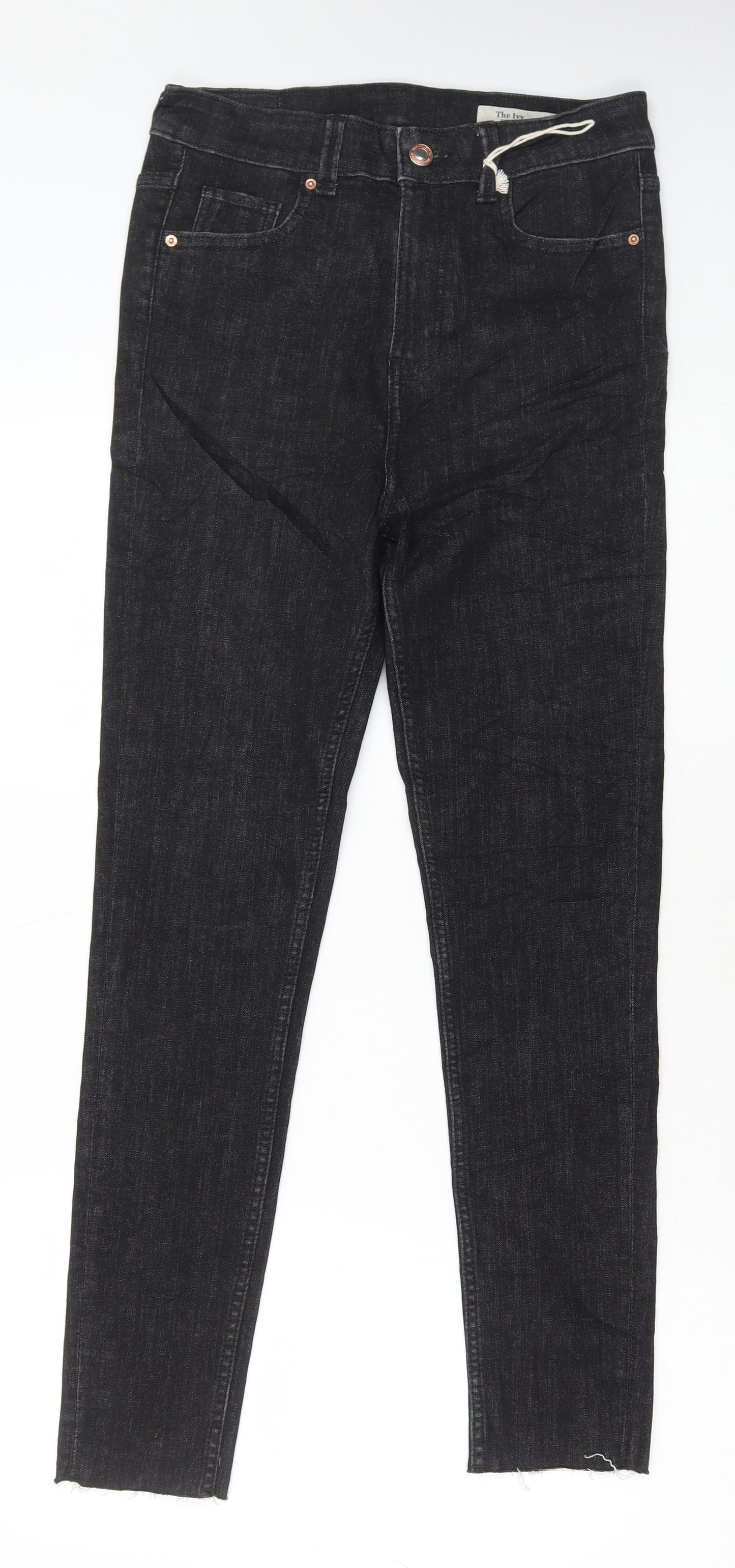Marks and Spencer Womens Black Cotton Skinny Jeans Size 10 L30 in Regular Button