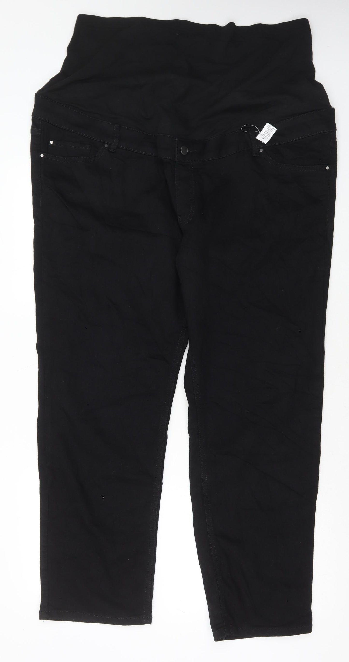 Marks and Spencer Womens Black Cotton Straight Jeans Size 24 L29 in Regular Button