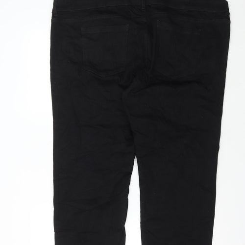 Marks and Spencer Womens Black Cotton Straight Jeans Size 24 L29 in Regular Button