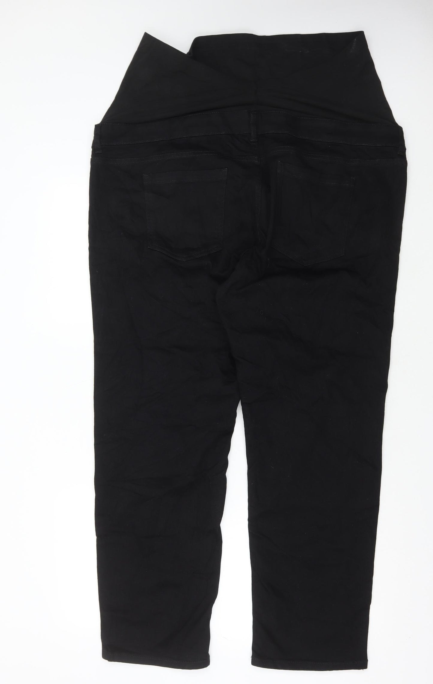 Marks and Spencer Womens Black Cotton Straight Jeans Size 24 L29 in Regular Button