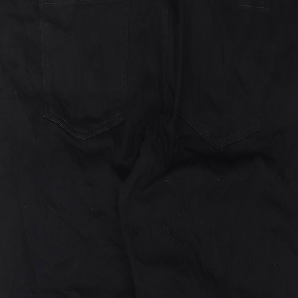 Marks and Spencer Womens Black Cotton Straight Jeans Size 24 L29 in Regular Button