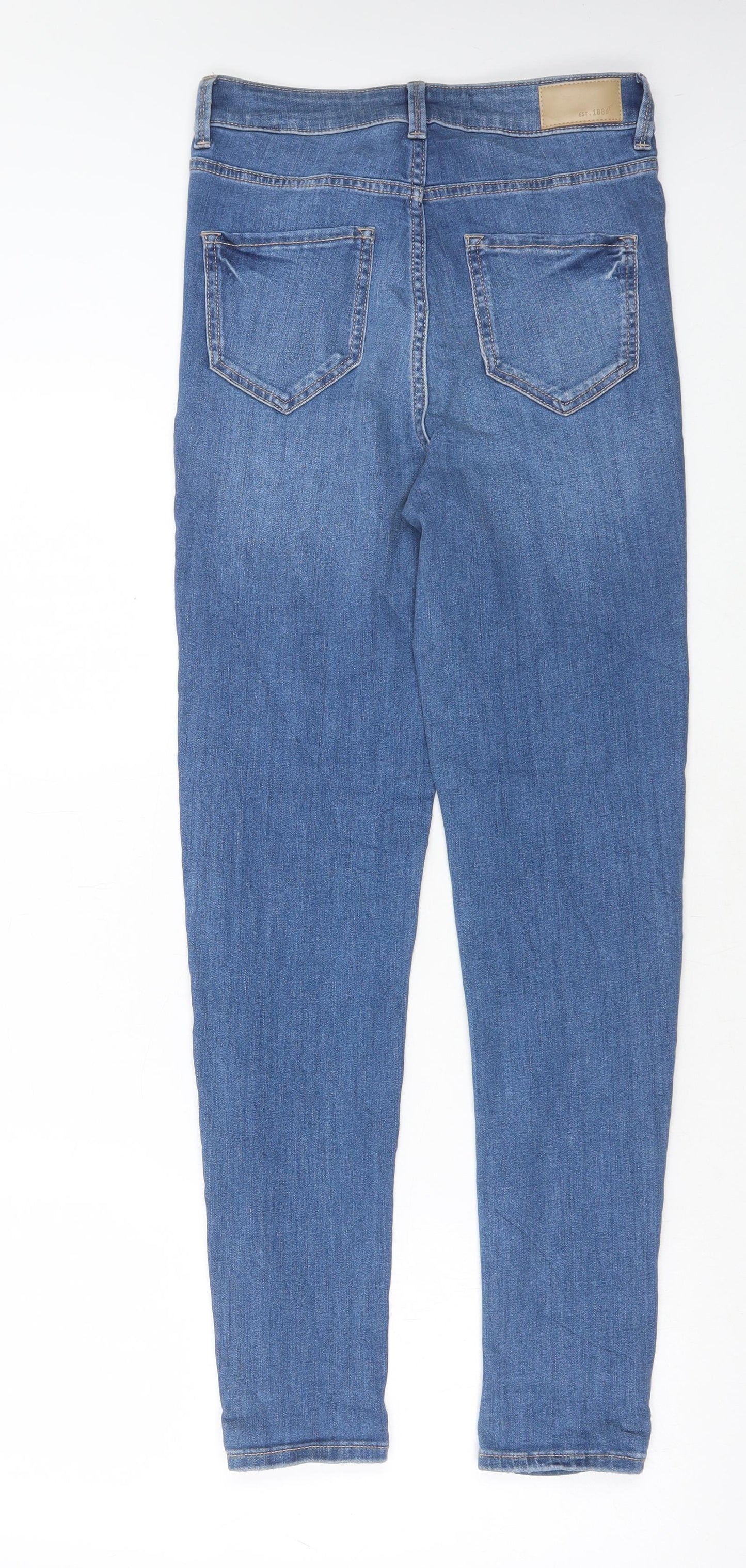 Marks and Spencer Womens Blue Cotton Skinny Jeans Size 8 L29 in Regular Button