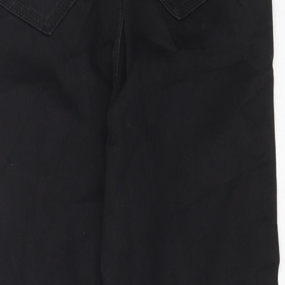 Marks and Spencer Womens Black Cotton Cropped Jeans Size 8 L23 in Regular Zip