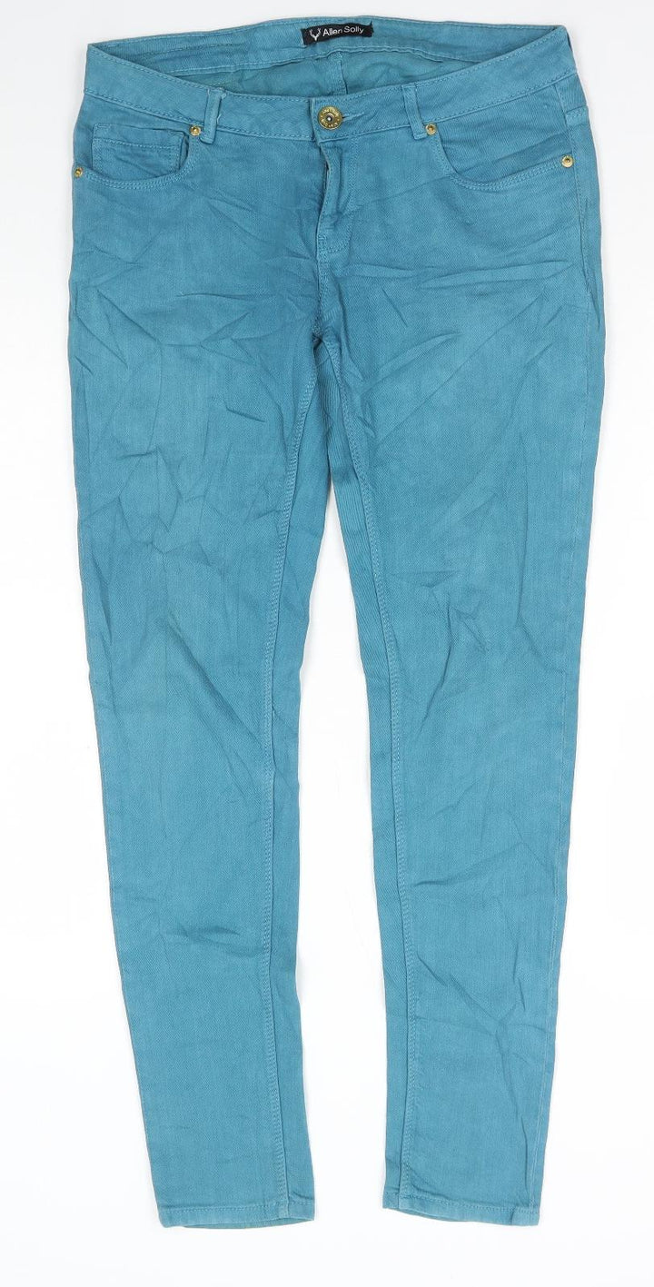 Allen Solly Womens Blue Cotton Skinny Jeans Size 28 in L30 in Regular Button