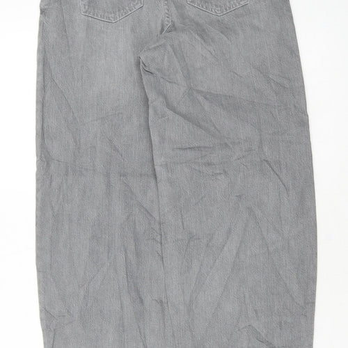Marks and Spencer Womens Grey Cotton Wide-Leg Jeans Size 6 L29 in Regular Button - Balloon Leg