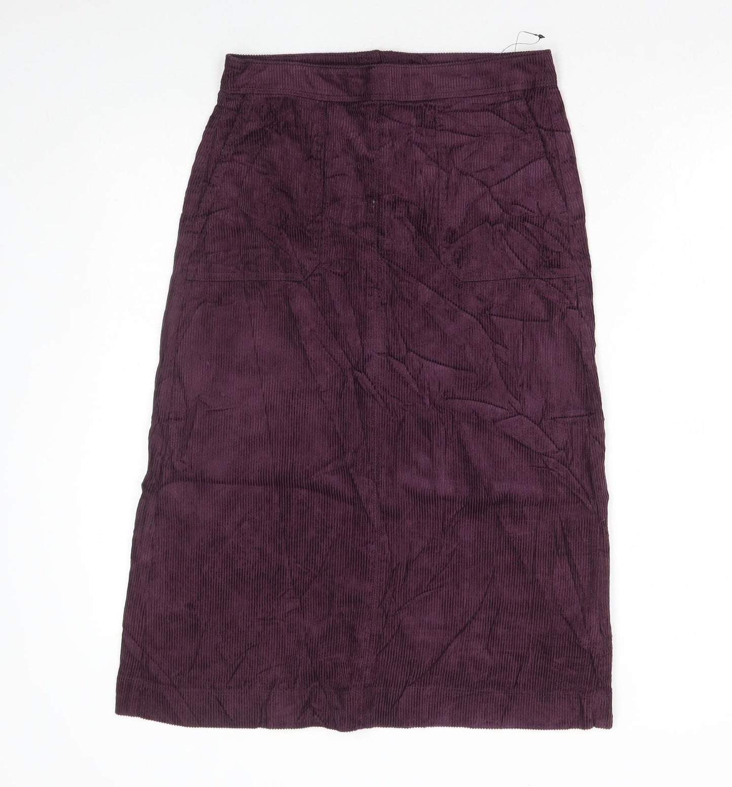 Marks and Spencer Womens Purple Cotton A-Line Skirt Size 10 Zip