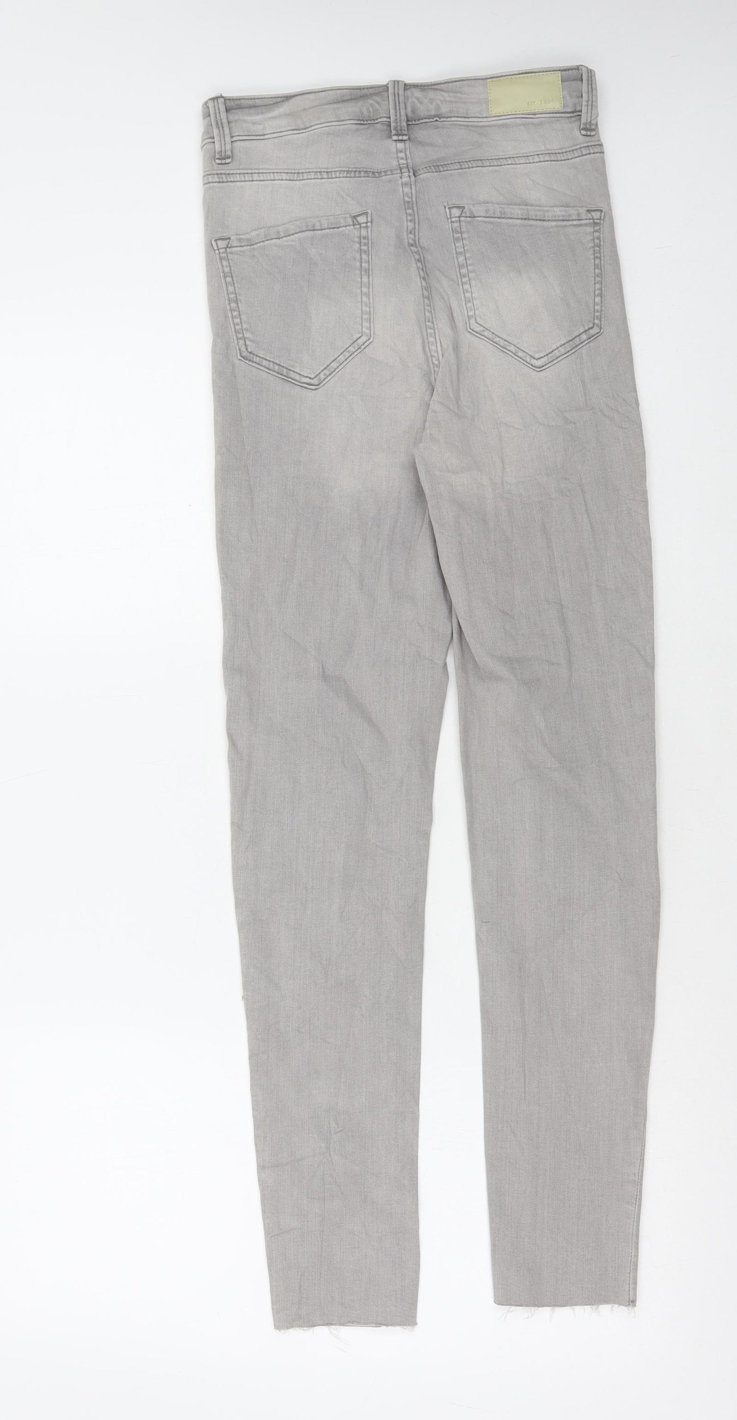 Marks and Spencer Womens Grey Cotton Skinny Jeans Size 8 L28 in Regular Zip
