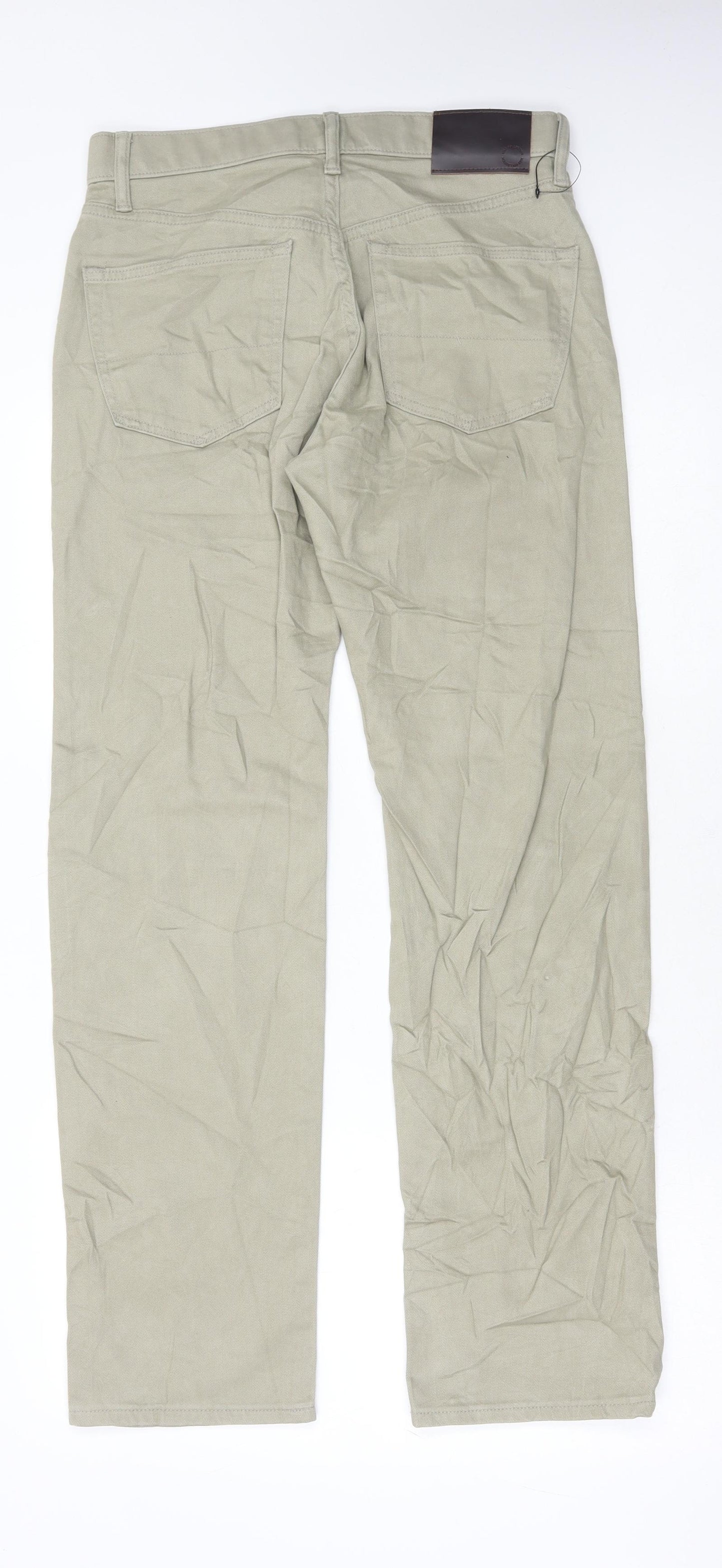 Marks and Spencer Mens Beige Cotton Chino Trousers Size 30 in L31 in Regular Button