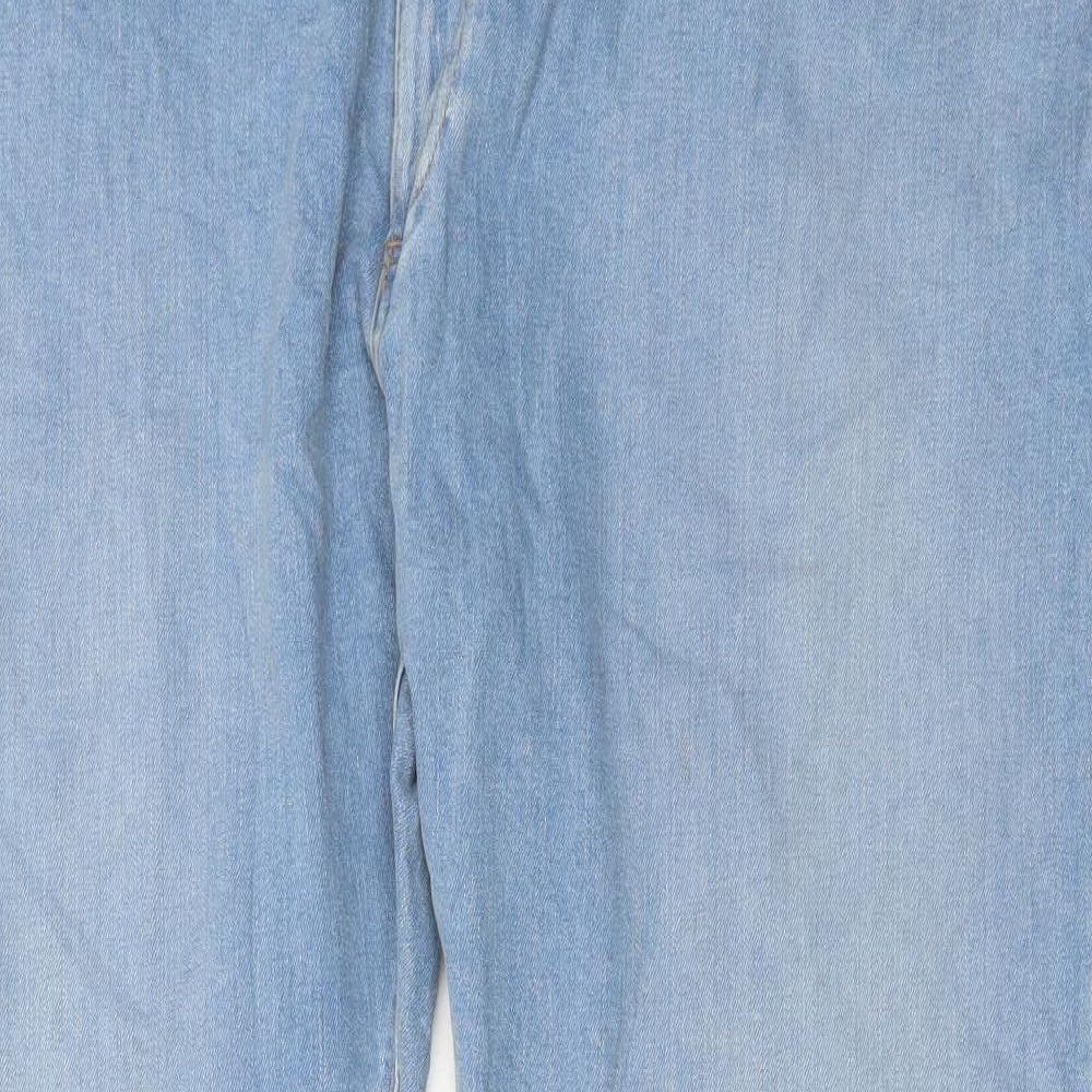 Marks and Spencer Womens Blue Cotton Straight Jeans Size 44 in L31 in Regular Button