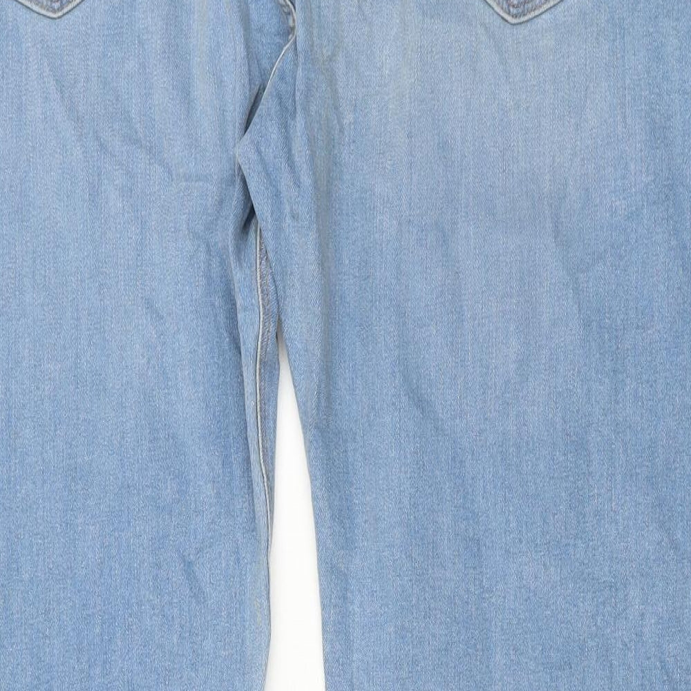 Marks and Spencer Womens Blue Cotton Straight Jeans Size 44 in L31 in Regular Button