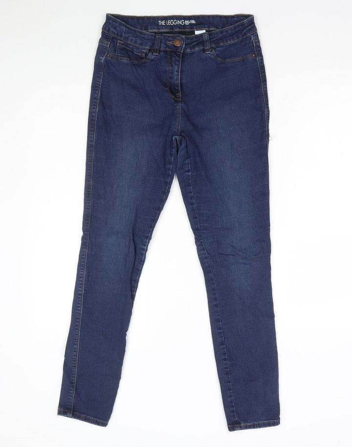 Marks and Spencer Womens Blue Cotton Skinny Jeans Size 10 L28 in Regular Button