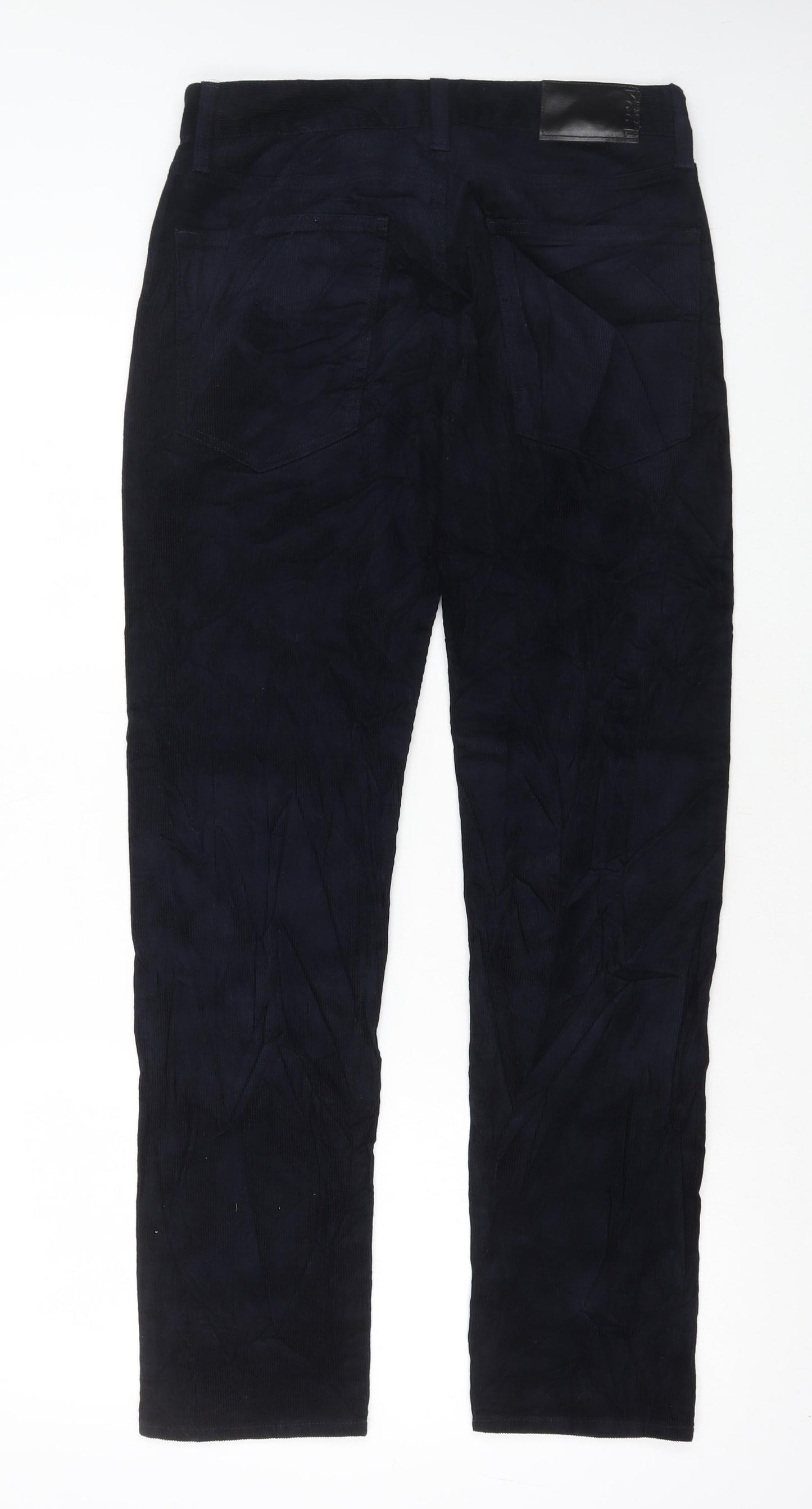 Marks and Spencer Mens Black Cotton Trousers Size 30 in L30 in Regular Button