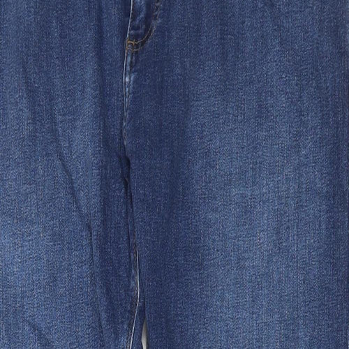 Marks and Spencer Mens Blue Cotton Straight Jeans Size 36 in L31 in Regular Button