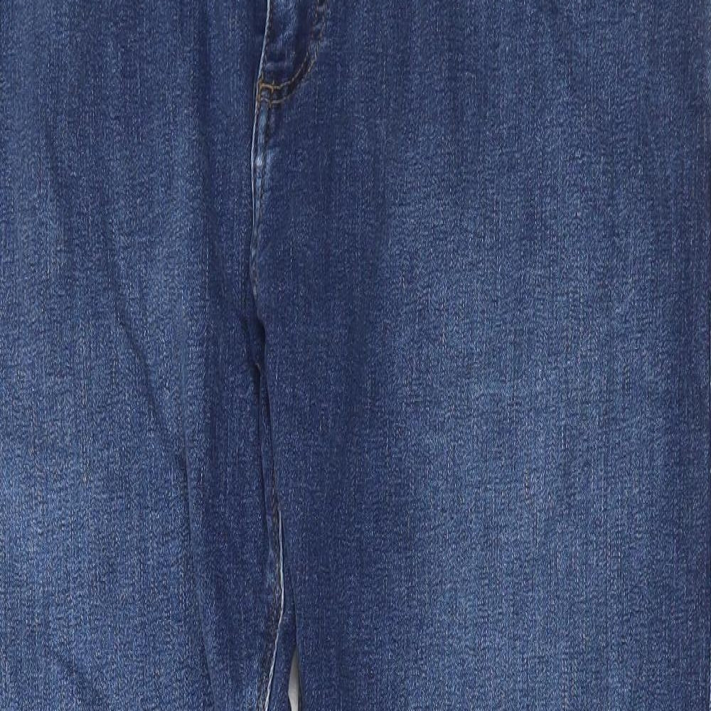 Marks and Spencer Mens Blue Cotton Straight Jeans Size 36 in L31 in Regular Button