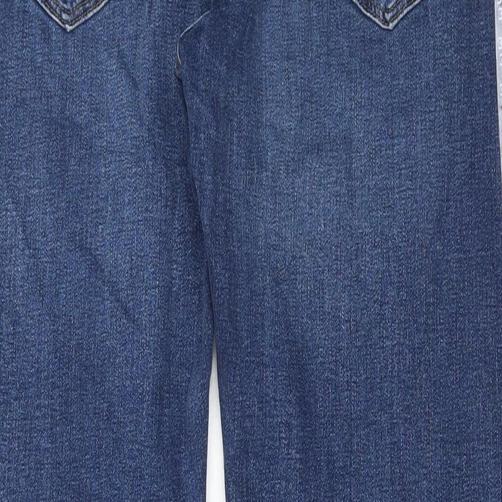 Marks and Spencer Mens Blue Cotton Straight Jeans Size 36 in L31 in Regular Button