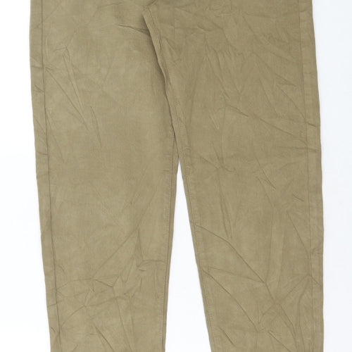 Marks and Spencer Womens Beige Cotton Chino Trousers Size 30 in L33 in Regular Button