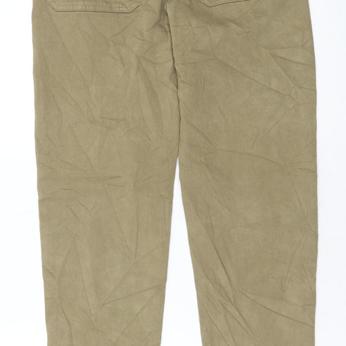Marks and Spencer Womens Beige Cotton Chino Trousers Size 30 in L33 in Regular Button
