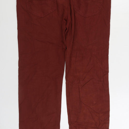 Marks and Spencer Mens Orange Cotton Straight Jeans Size 36 in L31 in Regular Zip