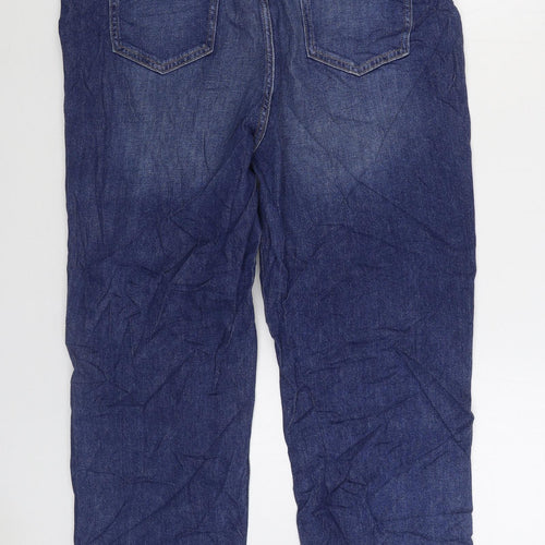 Marks and Spencer Womens Blue Cotton Cropped Jeans Size 18 L27 in Regular Button
