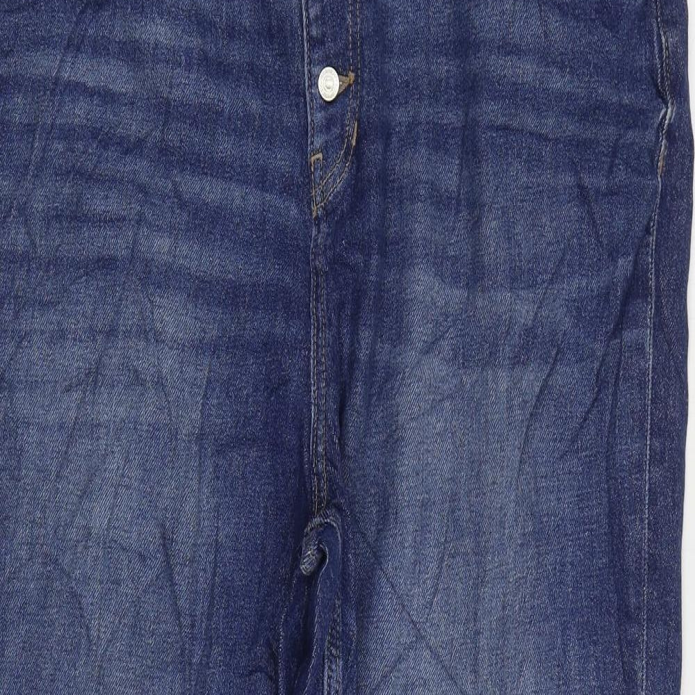 Marks and Spencer Womens Blue Cotton Cropped Jeans Size 18 L27 in Regular Button