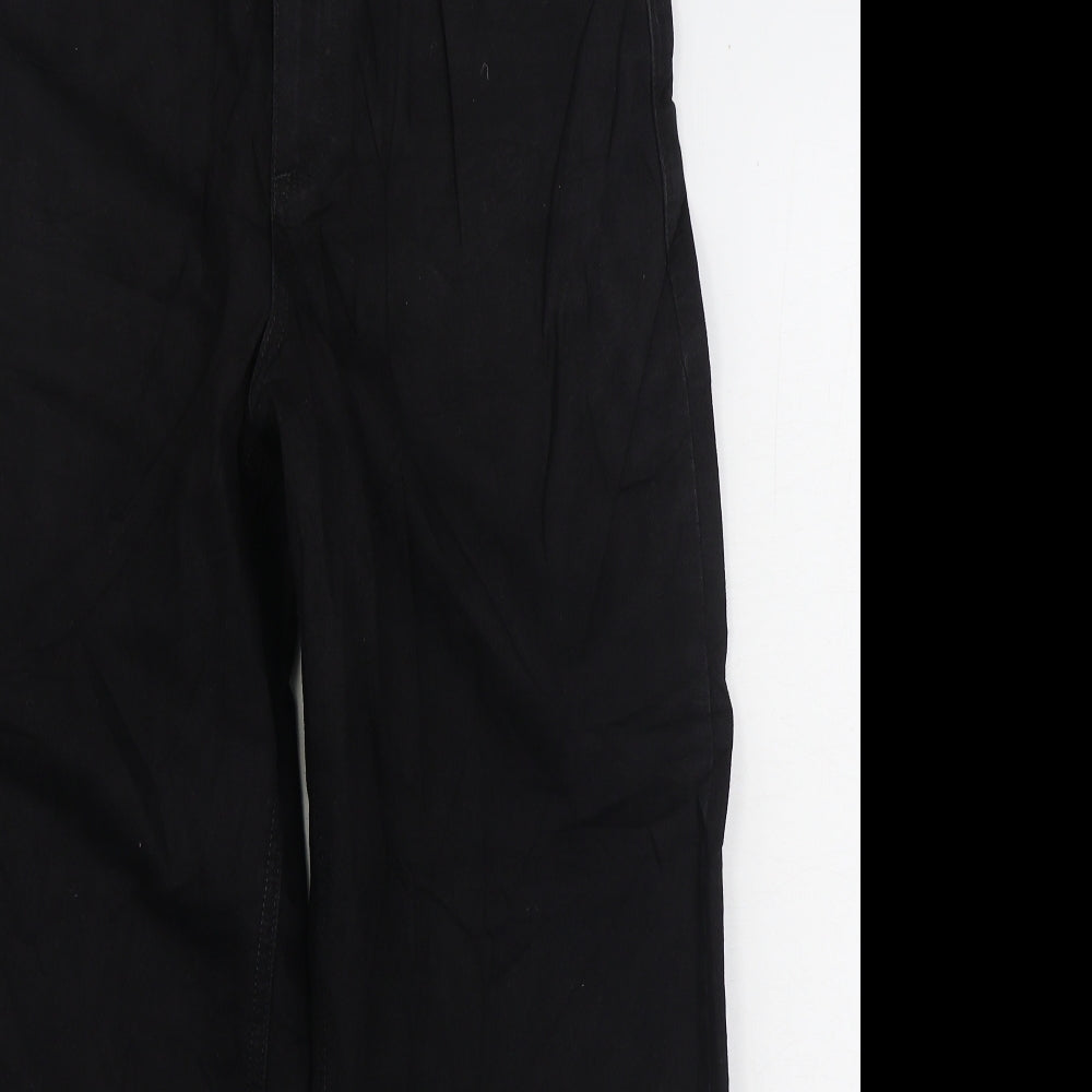 Marks and Spencer Womens Black Cotton Straight Jeans Size 12 L26 in Regular Zip