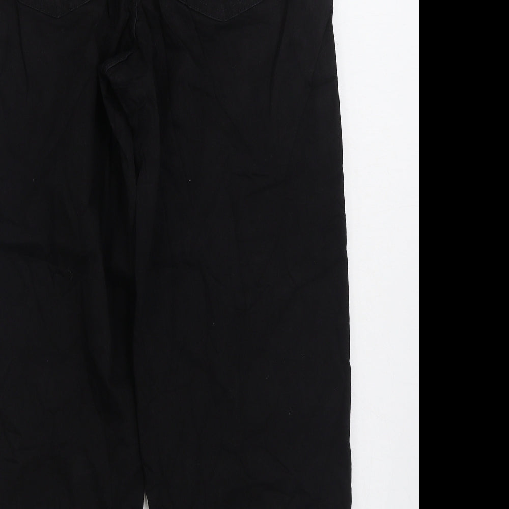 Marks and Spencer Womens Black Cotton Straight Jeans Size 12 L26 in Regular Zip