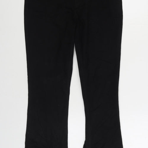 Marks and Spencer Womens Black Cotton Bootcut Jeans Size 14 L30 in Slim Zip