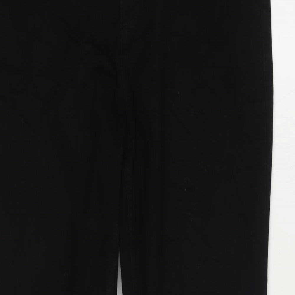 Marks and Spencer Womens Black Cotton Bootcut Jeans Size 14 L30 in Slim Zip