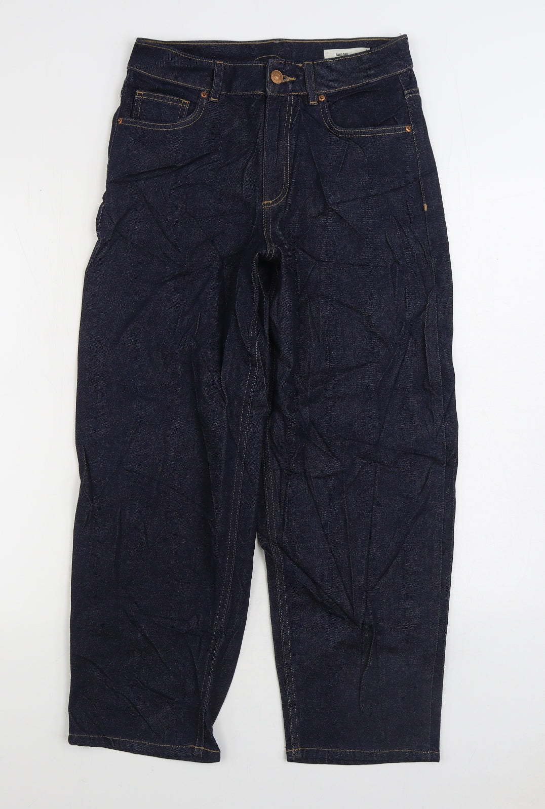 Marks and Spencer Womens Blue Cotton Straight Jeans Size 8 L26 in Regular Zip - Barrel
