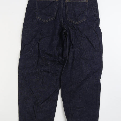 Marks and Spencer Womens Blue Cotton Straight Jeans Size 8 L26 in Regular Zip - Barrel