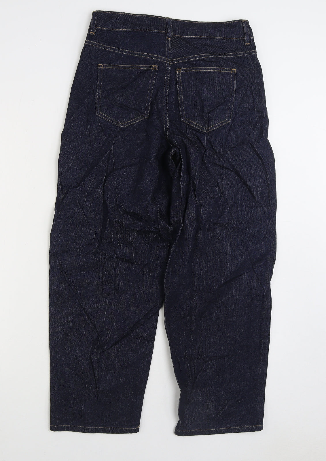 Marks and Spencer Womens Blue Cotton Straight Jeans Size 8 L26 in Regular Zip - Barrel