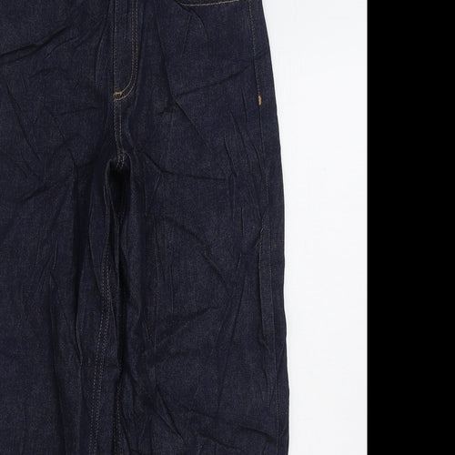 Marks and Spencer Womens Blue Cotton Straight Jeans Size 8 L26 in Regular Zip - Barrel