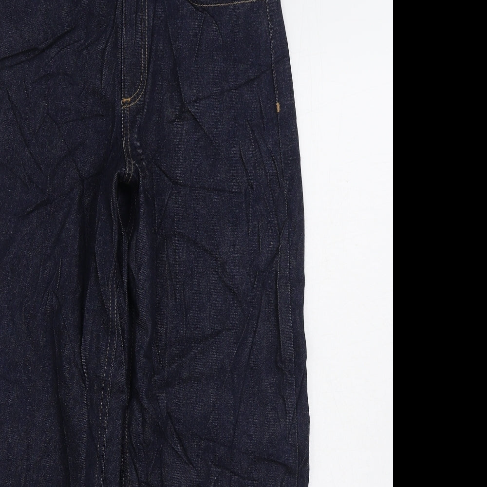 Marks and Spencer Womens Blue Cotton Straight Jeans Size 8 L26 in Regular Zip - Barrel