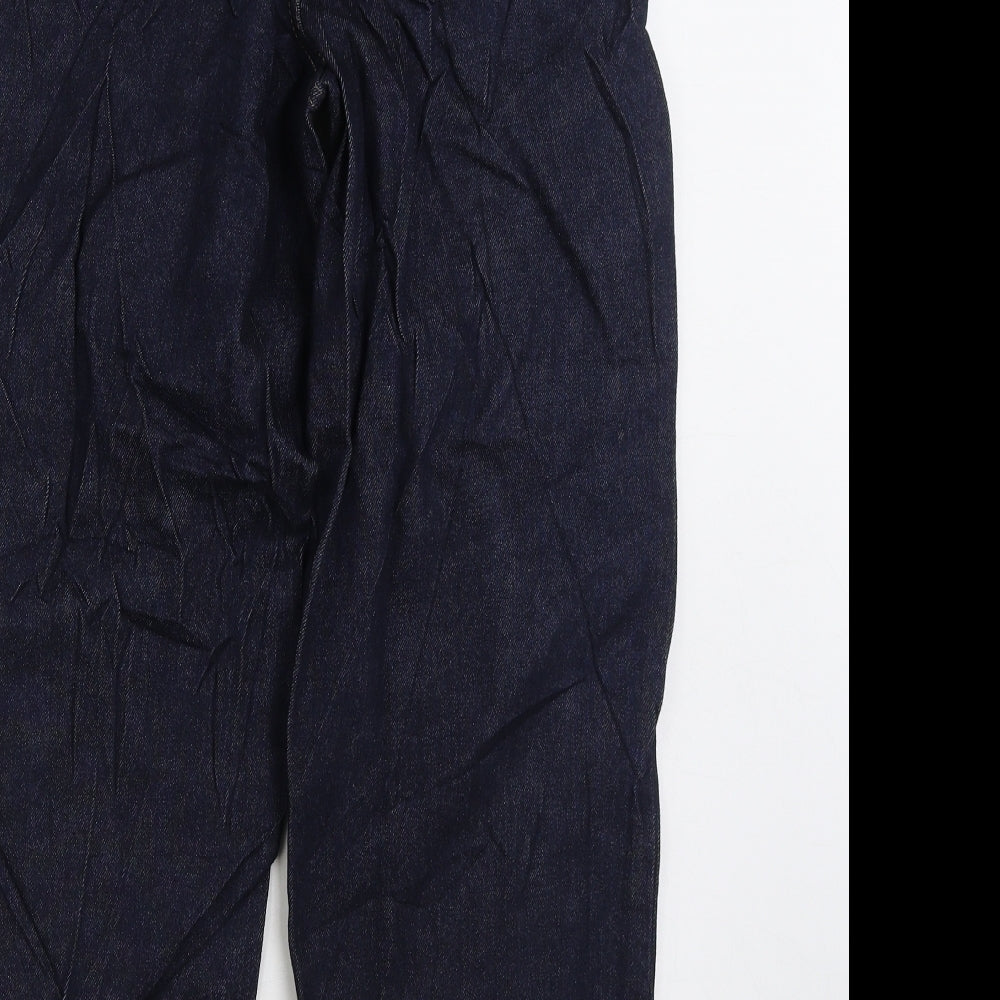 Marks and Spencer Womens Blue Cotton Straight Jeans Size 8 L26 in Regular Zip - Barrel