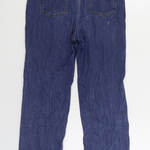 Marks and Spencer Womens Blue Cotton Straight Jeans Size 10 L26 in Regular Zip